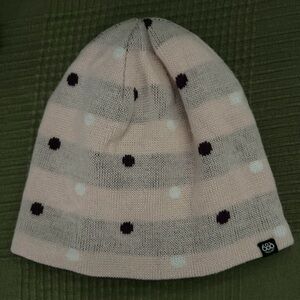 686 Kids' Striped Beanie - Pink, Gray, and Black